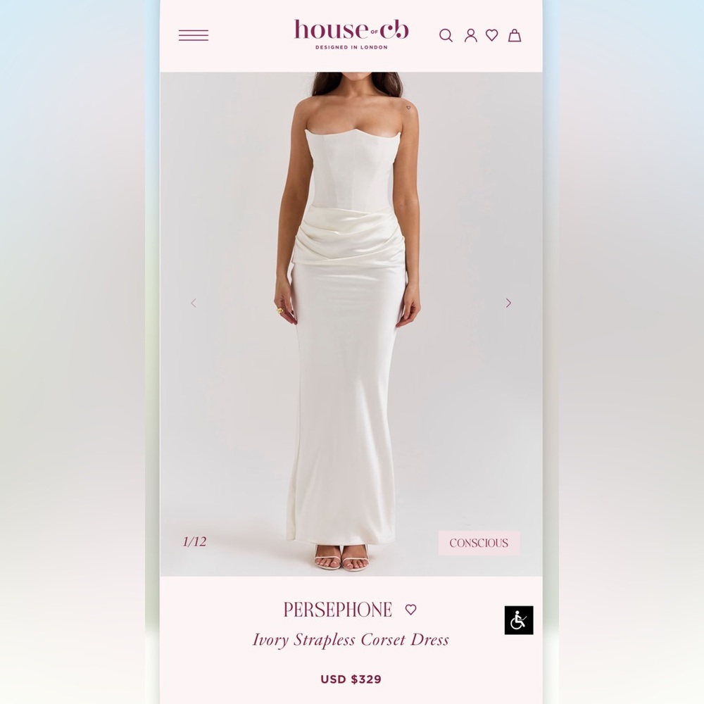House of CB Persephone Ivory Strapless Corset Dress